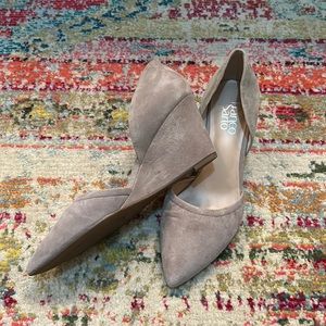 Franco Sarto tan suede wedge heels, size 7